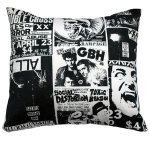 Punk Flyer Collage Decorative Pillow